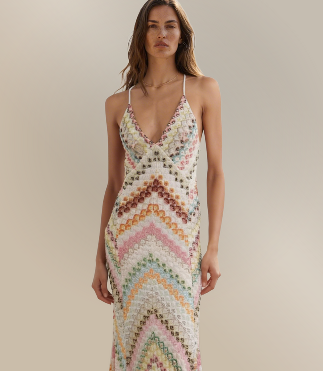 Women's Floral V-Neck Summer Wedding Guest Maxi Dress