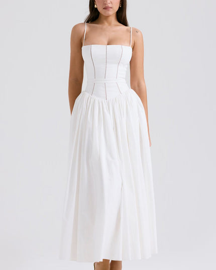 Women's Floral V-Neck Summer Wedding Guest Midi Dress