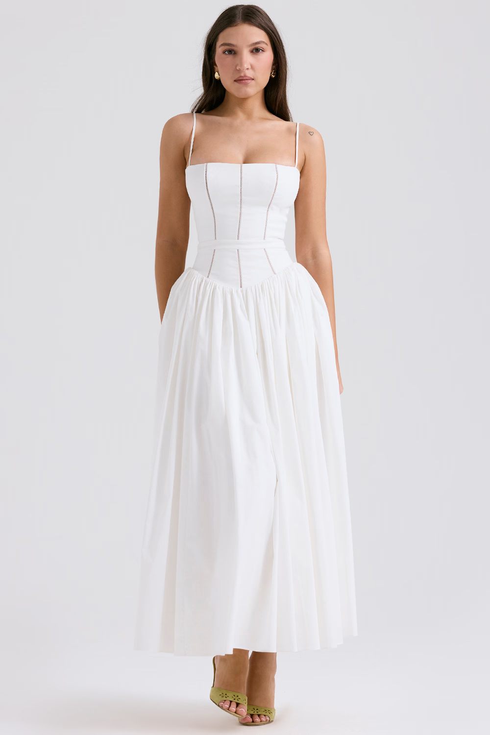 Women's Floral V-Neck Summer Wedding Guest Midi Dress
