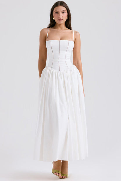 Women's Floral V-Neck Summer Wedding Guest Midi Dress