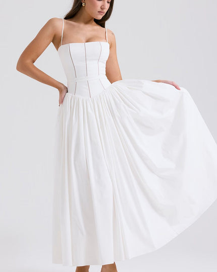 Women's Floral V-Neck Summer Wedding Guest Midi Dress