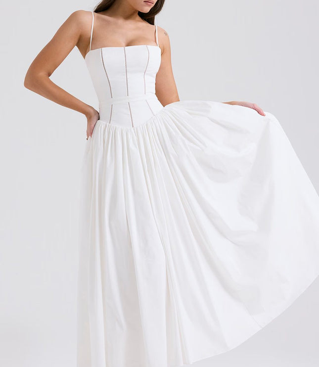 Women's Floral V-Neck Summer Wedding Guest Midi Dress