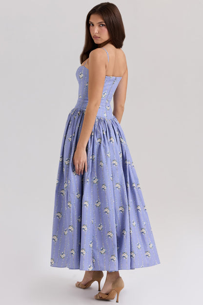 Women's Floral V-Neck Summer Wedding Guest Midi Dress