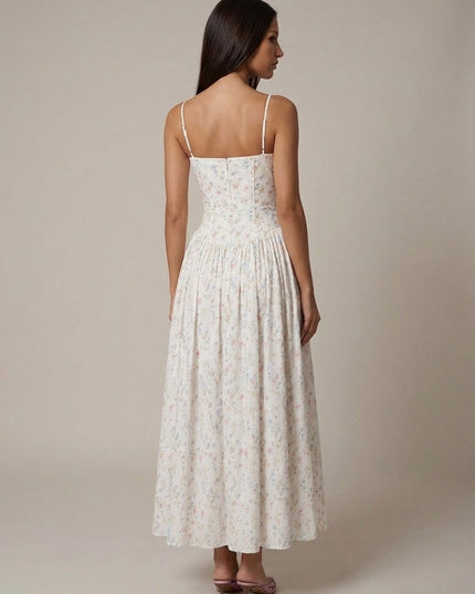 Women's Floral V-Neck Summer Wedding Guest Midi Dress