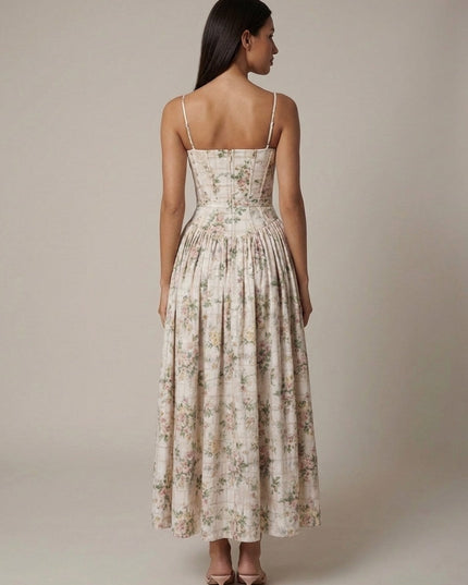 Women's Floral V-Neck Summer Wedding Guest Midi Dress