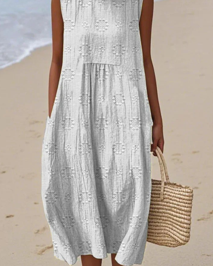 Women's Flowy Sleeveless Embroidered Summer Dress