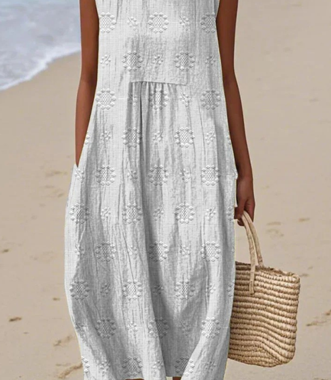 Women's Flowy Sleeveless Embroidered Summer Dress