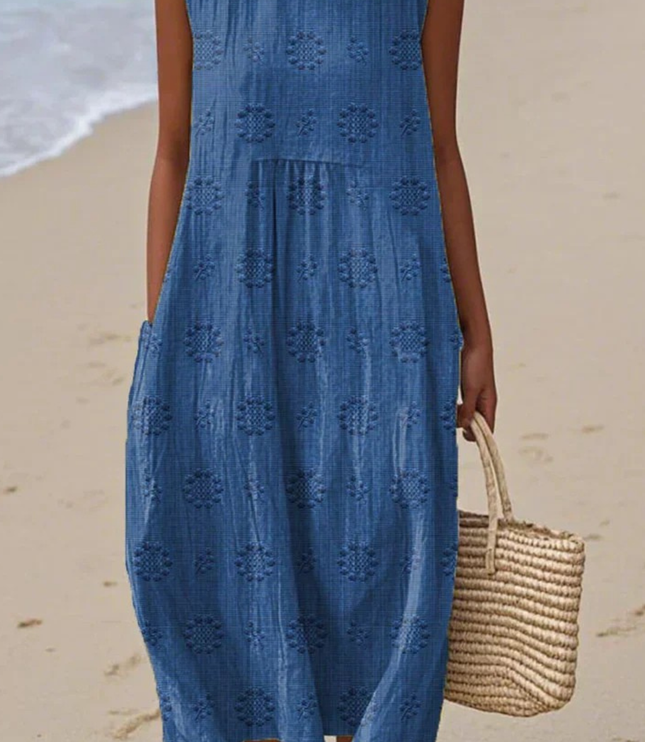 Women's Flowy Sleeveless Embroidered Summer Dress