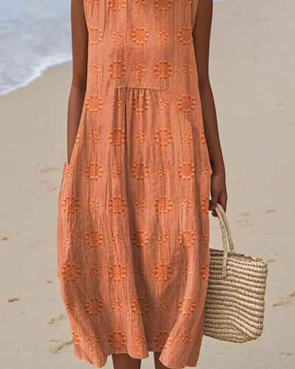 Women's Flowy Sleeveless Embroidered Summer Dress