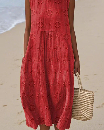 Women's Flowy Sleeveless Embroidered Summer Dress