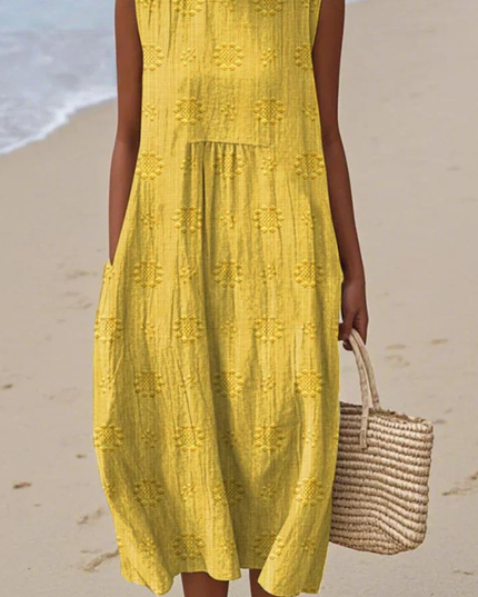 Women's Flowy Sleeveless Embroidered Summer Dress