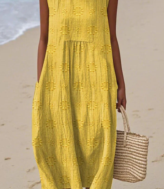 Women's Flowy Sleeveless Embroidered Summer Dress