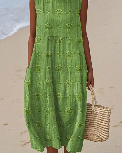 Women's Flowy Sleeveless Embroidered Summer Dress