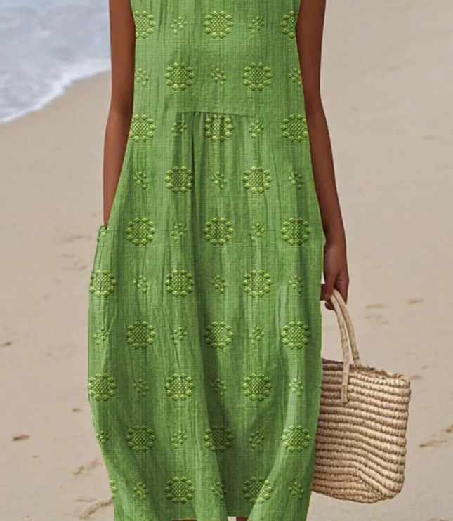 Women's Flowy Sleeveless Embroidered Summer Dress