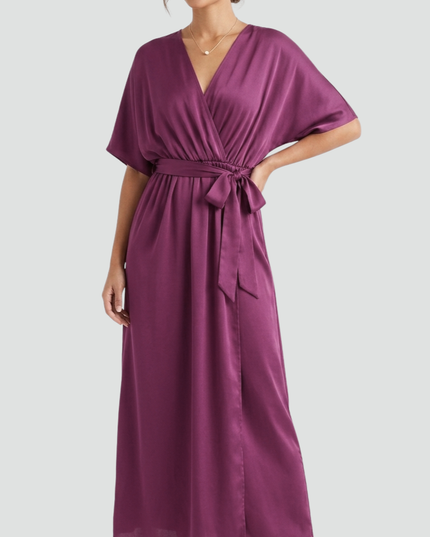 Women's Flutter Sleeve Midi Dress with a Wrap Front