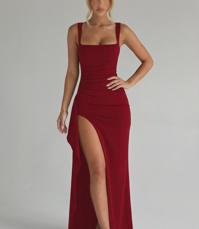 Women's Formal Square Neck Slit Maxi Dress - product image 5