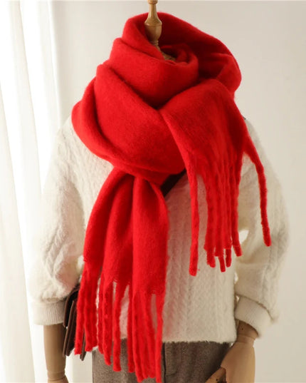 Women's Fringed Scarf in an Oversized Brushed Knit