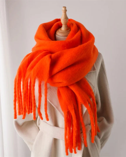 Women's Fringed Scarf in an Oversized Brushed Knit