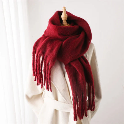 Women's Fringed Scarf in an Oversized Brushed Knit