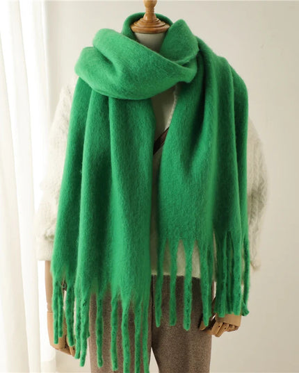 Women's Fringed Scarf in an Oversized Brushed Knit