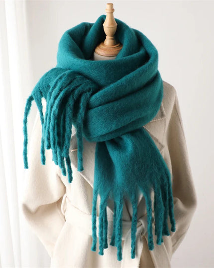 Women's Fringed Scarf in an Oversized Brushed Knit