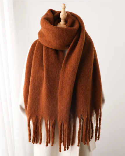 Women's Fringed Scarf in an Oversized Brushed Knit