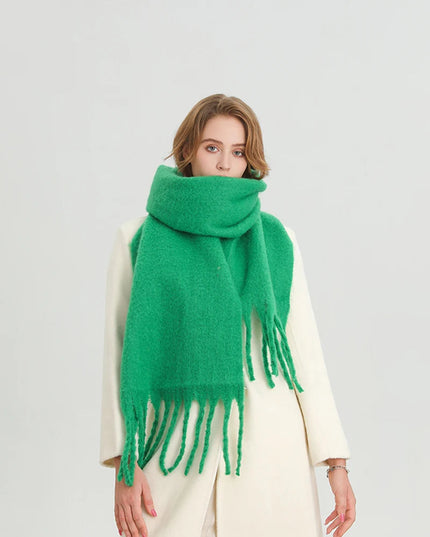 Women's Fringed Scarf in an Oversized Brushed Knit