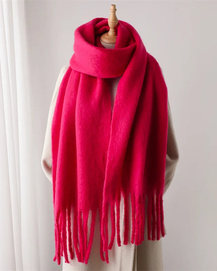 Women's Fringed Scarf in an Oversized Brushed Knit