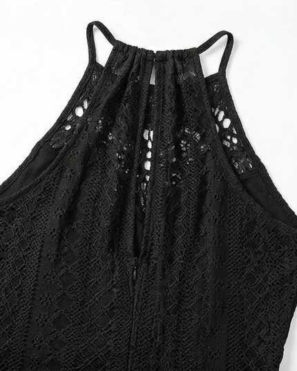 Women's Halter Neck Crochet Midi Cocktail Dress