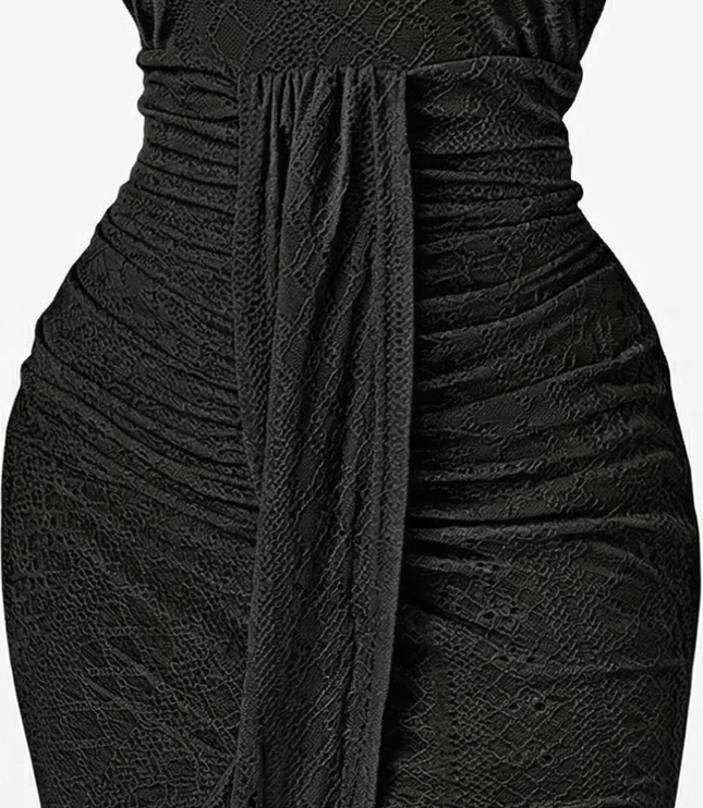 Women's Halter Neck Crochet Midi Cocktail Dress