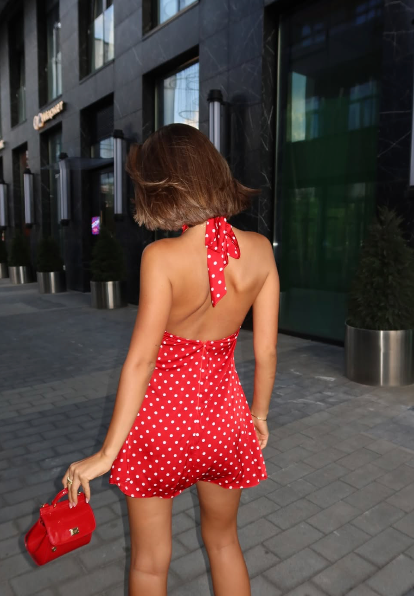 Women's Halter Neck Polka Dot Summer Garden Mini Dress