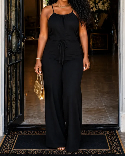 Women's Halter Neck Wide-Leg Sleeveless Jumpsuit