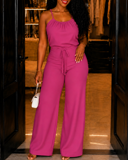 Women's Halter Neck Wide-Leg Sleeveless Jumpsuit