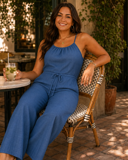 Women's Halter Neck Wide-Leg Sleeveless Jumpsuit