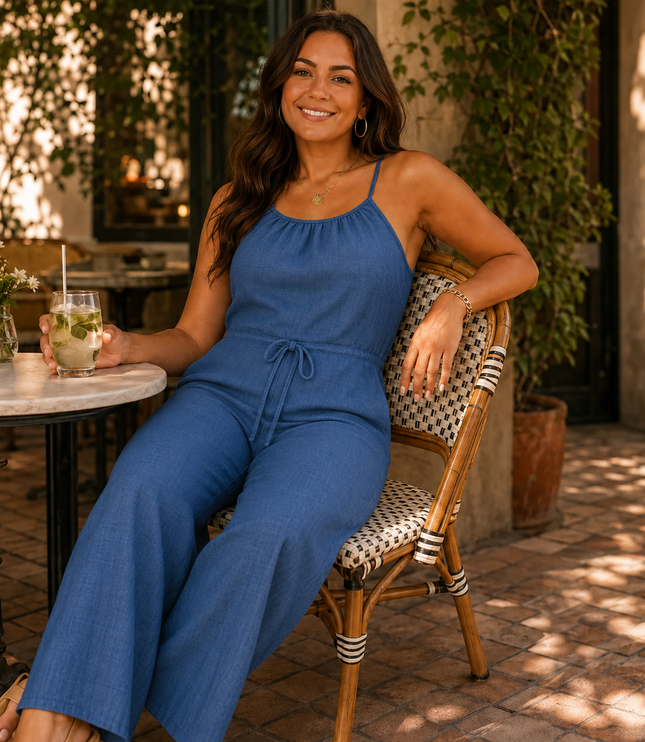 Women's Halter Neck Wide-Leg Sleeveless Jumpsuit