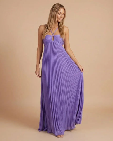 Women Halter Ruched Cutout Pleated Maxi Dress - product image 10