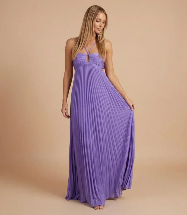 Women Halter Ruched Cutout Pleated Maxi Dress - product image 10