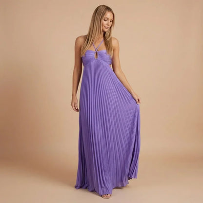 Women Halter Ruched Cutout Pleated Maxi Dress - product image 10