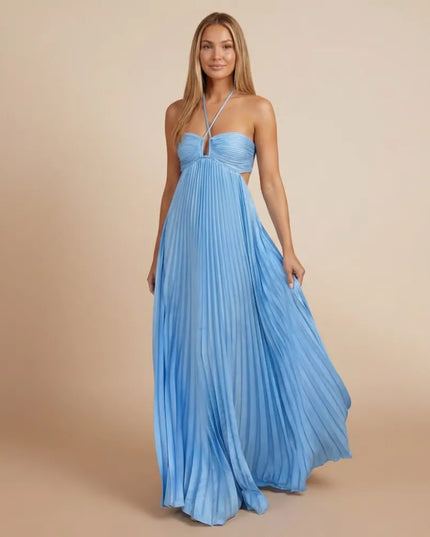 Women Halter Ruched Cutout Pleated Maxi Dress - product image 12