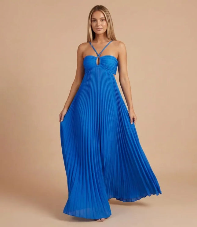 Women Halter Ruched Cutout Pleated Maxi Dress - product image 13