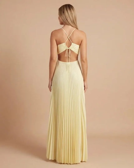 Women Halter Ruched Cutout Pleated Maxi Dress - product image 2