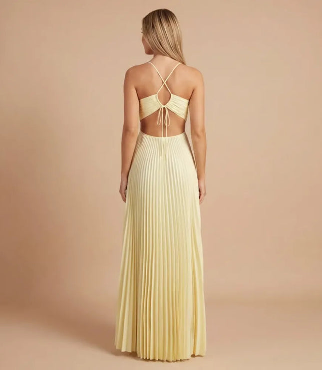 Women Halter Ruched Cutout Pleated Maxi Dress - product image 2
