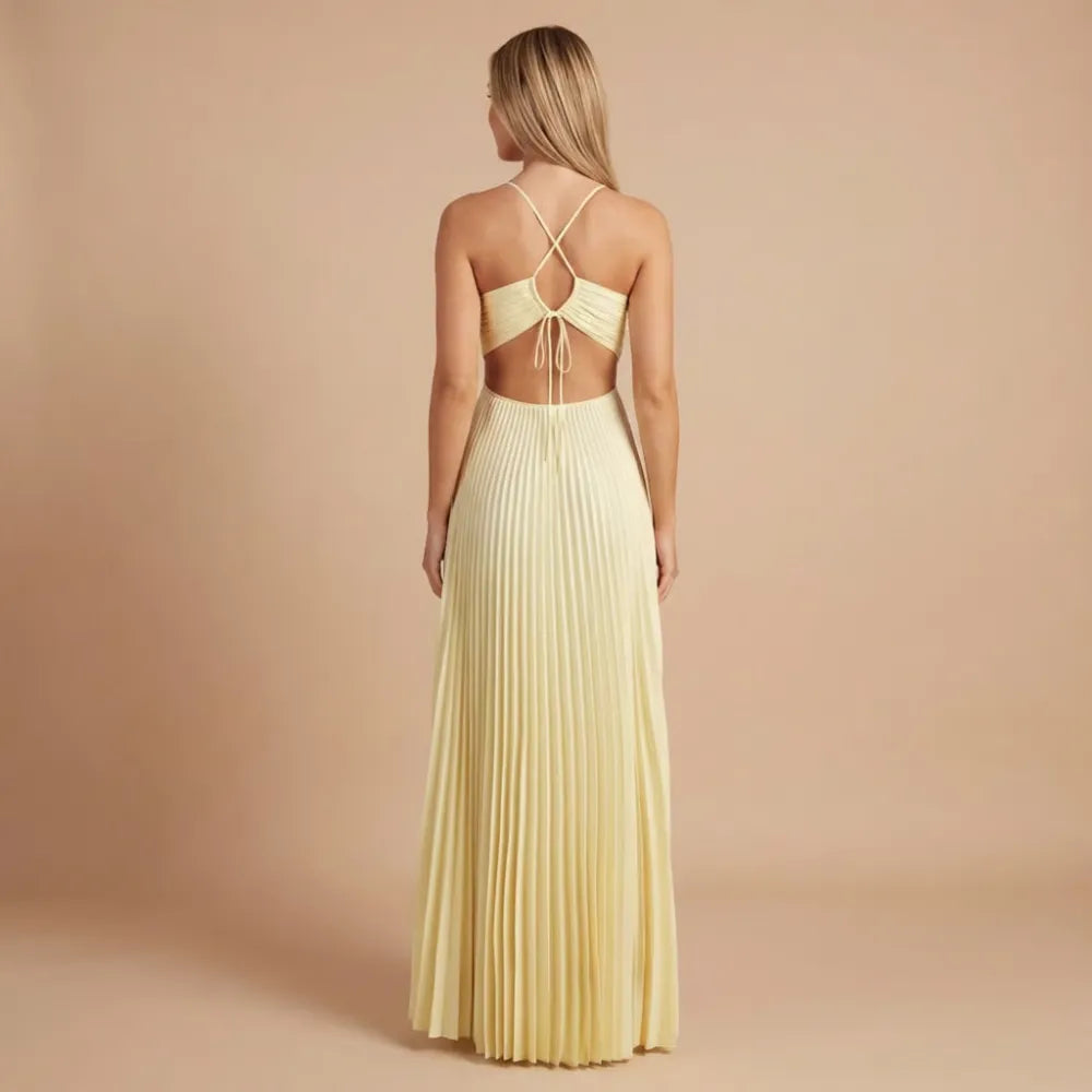 Women Halter Ruched Cutout Pleated Maxi Dress - product image 2