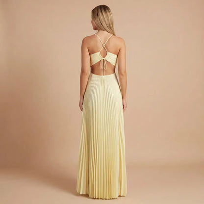Women Halter Ruched Cutout Pleated Maxi Dress - product image 2