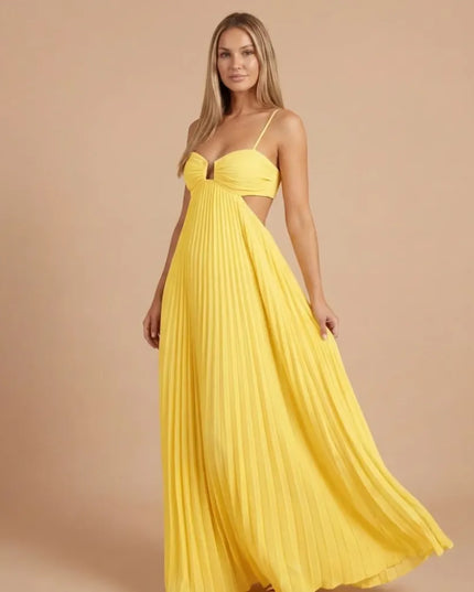Women Halter Ruched Cutout Pleated Maxi Dress - product image 3