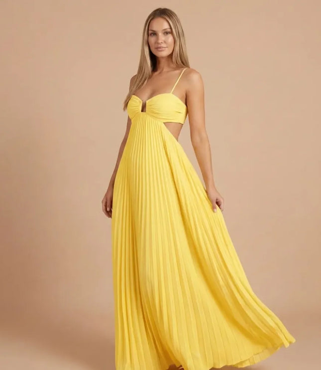 Women Halter Ruched Cutout Pleated Maxi Dress - product image 3