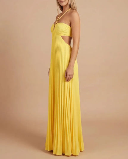 Women Halter Ruched Cutout Pleated Maxi Dress - product image 4