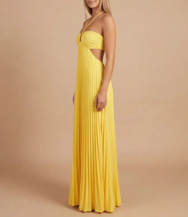 Women Halter Ruched Cutout Pleated Maxi Dress - product image 4