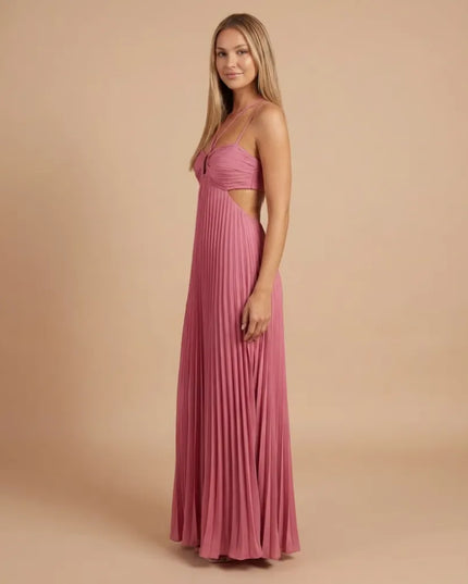 Women Halter Ruched Cutout Pleated Maxi Dress - product image 6