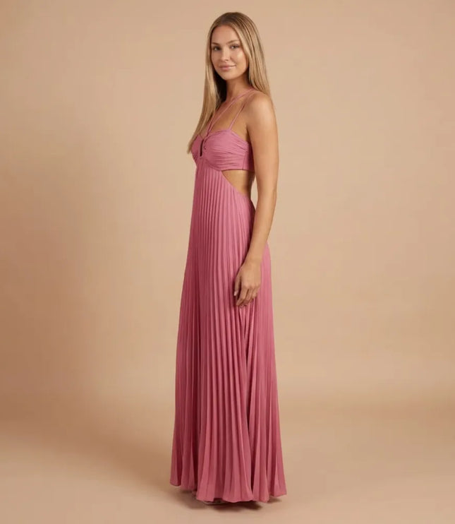 Women Halter Ruched Cutout Pleated Maxi Dress - product image 6